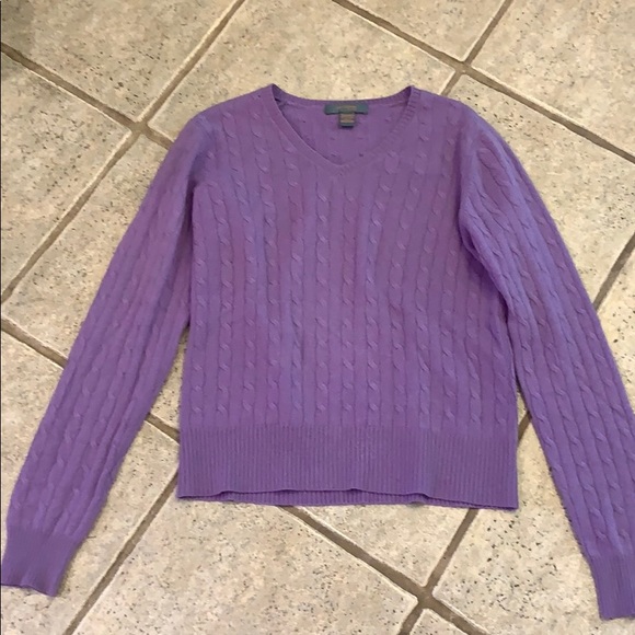 Purple 100% Cashmere V Neck Sweater - Picture 1 of 3